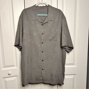 Tommy Bahama Tropic Isles Gray Collared Button Down Short Sleeve Shirt Silk XXXL